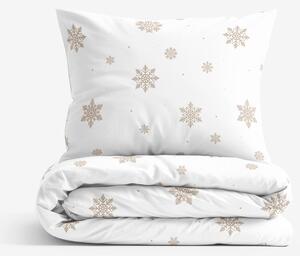 Goldea lenjerie de pat 100% bumbac - fulgi de zăpadă pe alb 150 x 200 și 50 x 60 cm