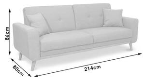 Canapea extensibila cu 3 locuri, gri Carmelo 214x80x86cm