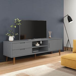 Dulap TV „MOLDE”, gri, 158x40x49 cm, lemn masiv de pin