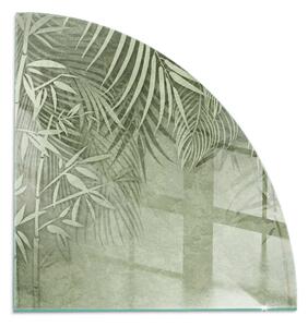 Placă semiovală din sticlă pentru șemineu Frunze tropicale pe fundal
