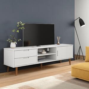Comodă TV, alb, 158x40x49 cm, lemn masiv de pin