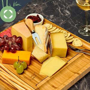 Klarstein Tocător pentru brânză XXL cu sertar pentru tacâmuri, 34 × 4,5 × 34 cm (L × Î × l), tacâmuri pentru brânză, întreținere ușoară