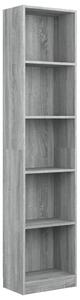 Bibliotecă cu 5 niveluri gri sonoma 40x24x175 cm lemn compozit
