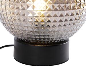 Lampă de masă Art Deco neagră cu sticlă fum - Sphere