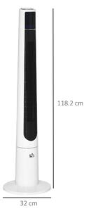HOMCOM Ventilator Turn cu 3 Moduri și 3 Viteze cu Cronometru 12h, Ventilator de Podea ABS cu Telecomandă, Ø32x118.2 cm, Alb