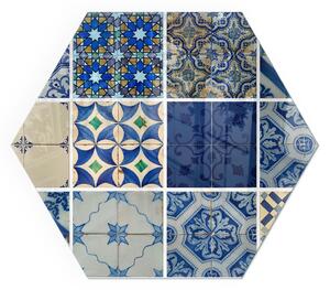 Placă hexagonală din sticlă pentru șemineu Modele ceramice pe fundal