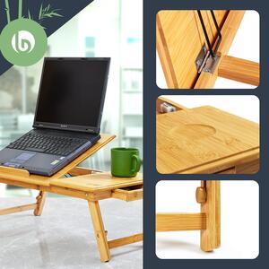 Blumfeldt Masă pentru laptop, cu orificii de ventilație, reglabilă pe înălțime, 58 × 23 × 29 cm, bambus