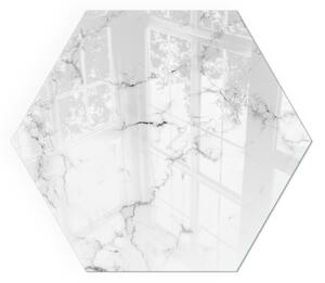 Placă hexagonală din sticlă pentru șemineu Motiv de marmură cu vene delicate