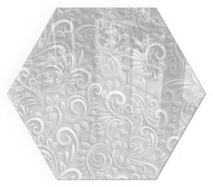 Placă hexagonală din sticlă pentru șemineu Motiv elegant al plantelor