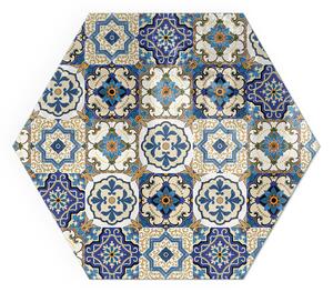 Placă hexagonală din sticlă pentru șemineu Motiv mozaic cu accente florale
