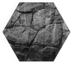 Placă hexagonală din sticlă pentru șemineu Stil de piatră într-o versiune naturală