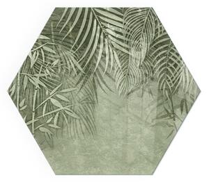 Placă hexagonală din sticlă pentru șemineu Frunze tropicale pe fundal
