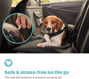 Rocky, scaun auto pentru câini, poliester, centură de siguranță, pliabil, flexibil