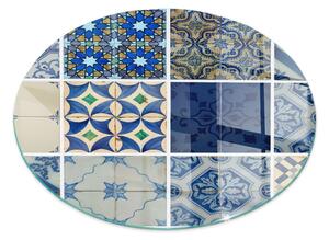 Placă rotundă din sticlă pentru șemineu Modele ceramice pe fundal