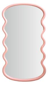 Oglindă decorativă, cu ramă ondulată, culoarea roz pudrat, 55x30x25 cm
