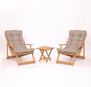 Set grădină masă și scaune (3 buc.) Mackenzie 6 (maro + natural). 1082976