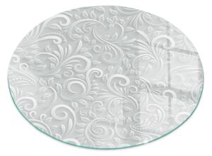 Placă rotundă din sticlă pentru șemineu Motiv elegant al plantelor