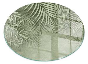 Placă rotundă din sticlă pentru șemineu Frunze tropicale pe fundal
