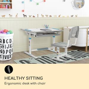 Blumfeldt Tommi XL, set birou și scaun pentru copii, birou reglabil pe înălțime și scaun ergonomic, de la 4 la 10 ani