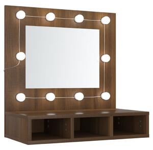 Dulap cu oglindă și LED, stejar maro, 60x31,5x62 cm