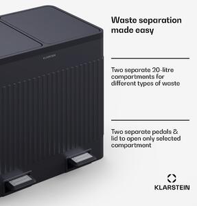 Klarstein Grama 40, coș de gunoi cu pedale, 40 L / 2 x 20 L, silențios, plastic PP, retro