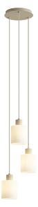 Lampă suspendată scandinavă bej cu sticlă albă rotundă cu 3 lumini - Wisp
