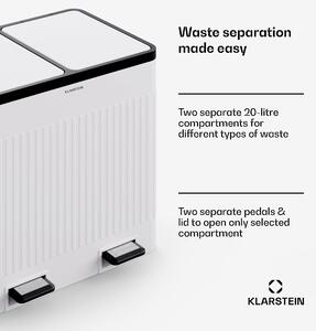Klarstein Grama 40, coș de gunoi cu pedale, 40 L / 2 x 20 L, silențios, plastic PP, retro