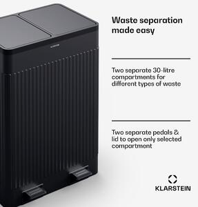 Klarstein Grama 60, coș de gunoi cu pedale, 60 L / 2 x 30 L, silențios, plastic PP, retro