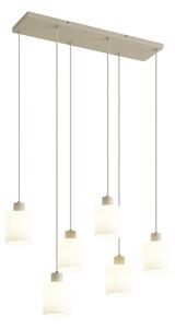 Lampă suspendată scandinavă bej cu sticlă albă cu 6 lumini - Wisp