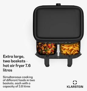 Klarstein Friteuză cu aer cald, VitaFry Duo Skylight, 7,6 litri, 2 zone de gătit, 6 programe