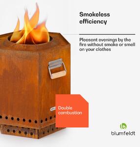 Blumfeldt Șemineu, coș pentru foc, fără fum, robust, vătrai, capac de ploaie