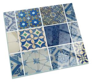 Placă dreptunghiulară din sticlă pentru șemineu Modele ceramice pe fundal