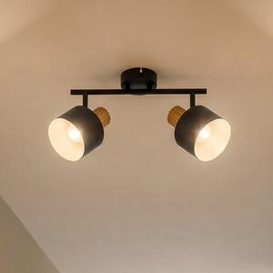 Lindby Spot de tavan Lenja, cu 2 becuri, negru, E14, metal, reglabil, Negru, Camera de zi / sufragerie, Metal, Modern