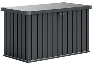 Outsunny Ladă de Exterior de 400L cu Capac cu Două Pârghii, Încuietoare și 2 Chei, 124x66x72 cm, Gri Închis | Aosom Romania