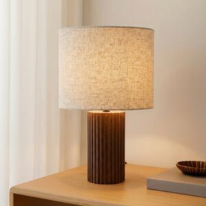 Lindby Lampa de masă Kimiko, înălțime 38 cm, lemn nuc, material textil, Lemn, Camera de zi / sufragerie, Țesătură / Textil, Scandinavă