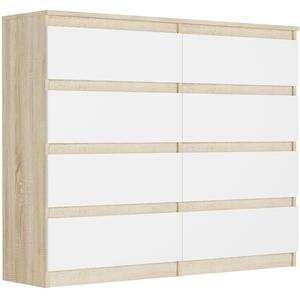 Comoda cu 8 sertare R-120-S8 - diferite variante de culoare sonoma mix alb