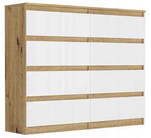 Comoda cu 8 sertare R-120-S8 - diferite variante de culoare artisan mix alb