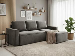 OFERTA Canapea de colt extensibila CAVELO gri inchis, reversibila calitatea II