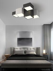Plafoniera LED, 5 corpuri patrate, alb – negru, 60W, lumina reglabila alba/ calda/ neutra