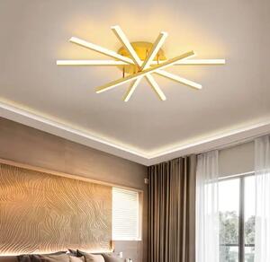 Lustra LED Line Design, 5 brate aurii, 57 W, lumina reglabila, alba/ calda/ neutra