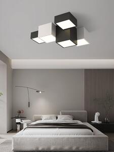 Plafoniera LED, 5 corpuri patrate, alb – negru, 60W, lumina alba
