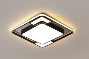 Plafoniera LED rama neagra, patrata, 53W, lumina reglabila alba/ calda/ neutra