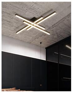 Lustra LED Zig Zag, 4 brate negre, 45W, lumina reglabila alba/ calda/ neutra