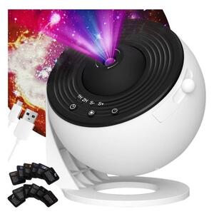 Proiector galaxie cu LED, timer, rotatie 360 grade, 12 diapozitive, reglare viteza si focalizare, USB