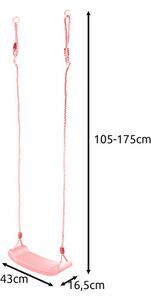 Leagan pentru copii, maxim 50 kg, franghie reglabila, 105-175x43x16.5 cm, roz pudra