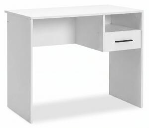 Birou Adore, cu sertar si raft, Alb - Stejar, 90x52x75 cm
