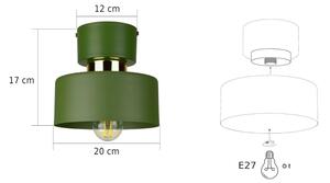 Plafonieră IGNIA 1xE27/60W/230V verde/aurie