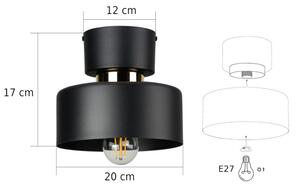Plafonieră IGNIA 1xE27/60W/230V negru/auriu