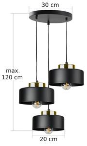 Lustră suspendată pe cablu IGNIA 3xE27/60W/230V negru/auriu