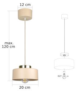 Lustră suspendată pe cablu IGNIA 1xE27/60W/230V bej/auriu